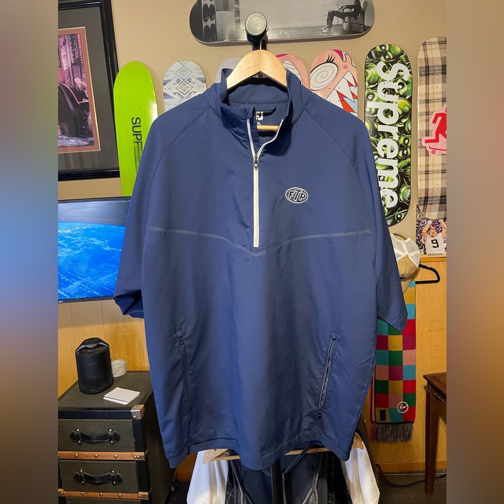 FTP Mens size XL FJ windbreaker Dark Blue Jacket with Logo